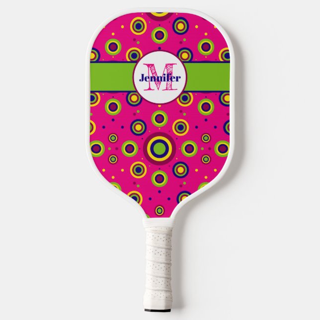 Palas De Pickleball Patrón de Círculos Funky Personalizado (Reverso )
