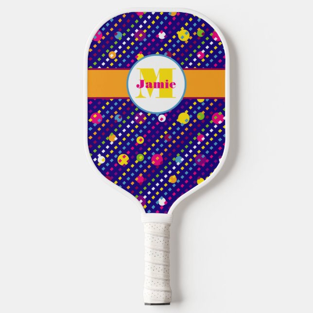 Palas De Pickleball Patrón de Círculos Funky Personalizado y Deslizami (Anverso)