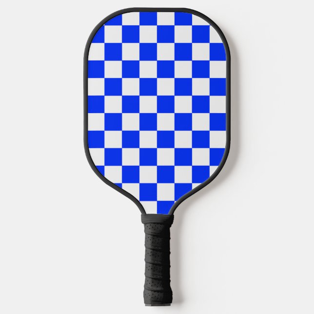 Palas De Pickleball Patrón de comprobación de blanco azul (Anverso)