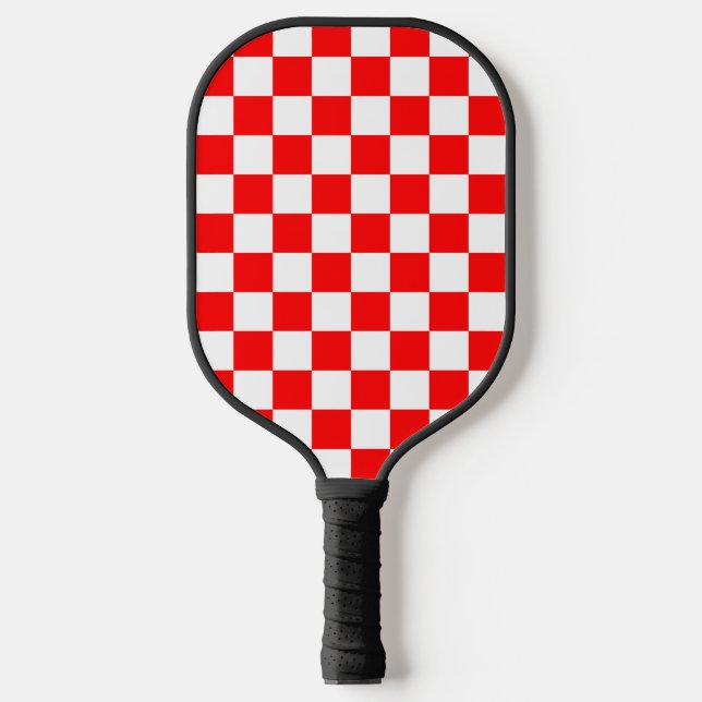 Palas De Pickleball Patrón de comprobación de blanco rojo (Anverso)