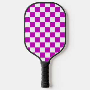 Palas De Pickleball Patrón de comprobación de color blanco púrpura