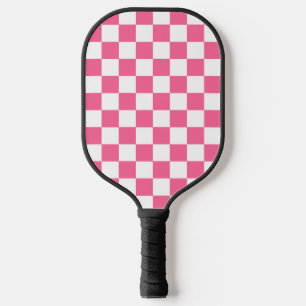 Palas De Pickleball Patrón de comprobación de color blanco rosado