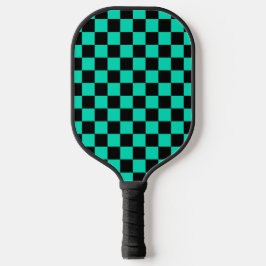 Palas De Pickleball Patrón de comprobación de negro verde