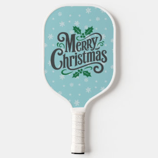 Palas De Pickleball Patrón de copo de nieve cian Navideño