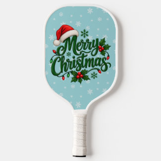 Palas De Pickleball Patrón de copo de nieve cian Navideño