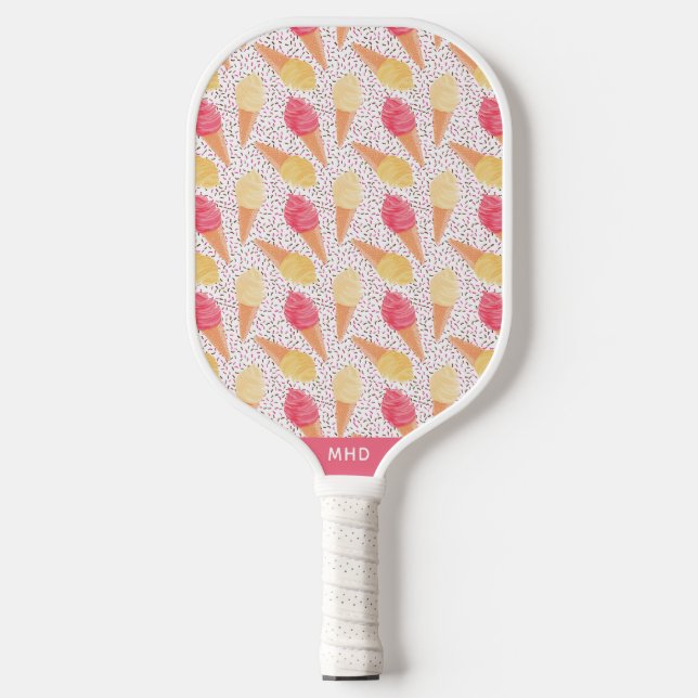 Palas De Pickleball Patrón de Crema de Hielo Monograma personalizado (Anverso)