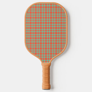 Palas De Pickleball Patrón de Cuadro Escocés Coral Aguamarina