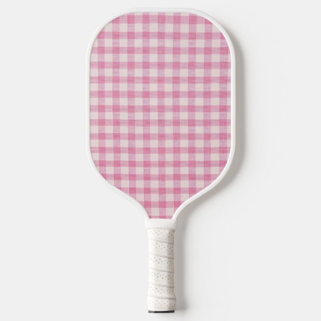 Palas De Pickleball Patrón de cuadros rosa bebé (Anverso)
