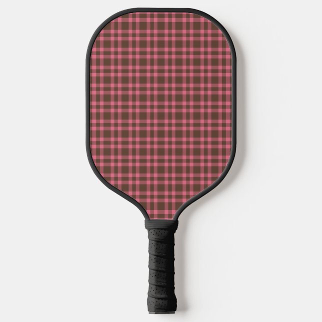 Palas De Pickleball Patrón de Cuadros Rosa Marrón (Anverso)