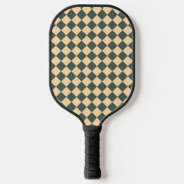 Palas De Pickleball Patrón de diamante de cuadros verde amarillo