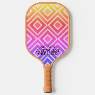 Palas De Pickleball Patrón de diamante geométrico retro con texto pers