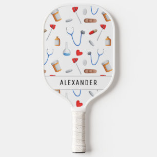 Palas De Pickleball Patrón de equipo médico de doctor enfermero lindo