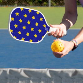 Palas De Pickleball Patrón de estrellas de oro, azul marino, exclusivo