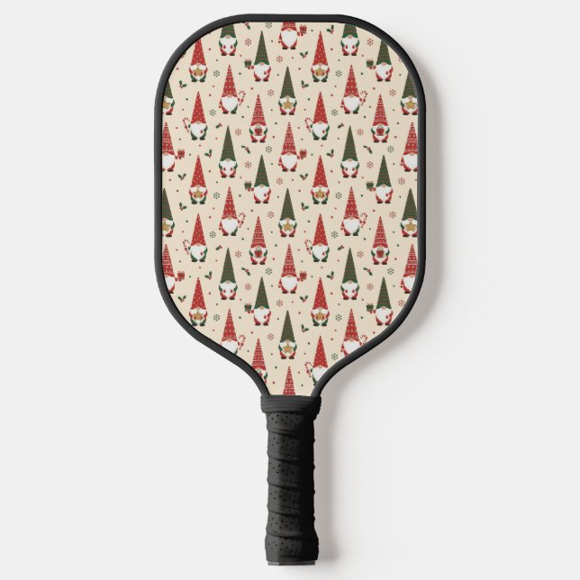 Palas De Pickleball Patrón de fiesta de gnomos de Navidad (Anverso)