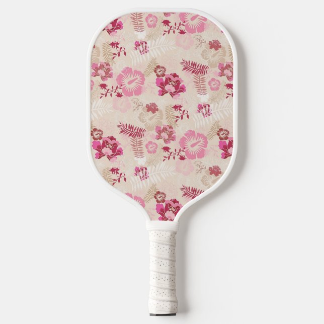 Palas De Pickleball Patrón de flores modernas rosadas finas zapatillas (Anverso)