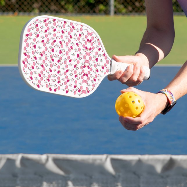 Palas De Pickleball Patrón de flores rosadas (in situ)