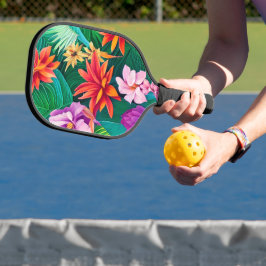 Palas De Pickleball Patrón de flores tropicales coloridas