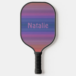 Palas De Pickleball Patrón de franjas moradas azul naranja con nombre