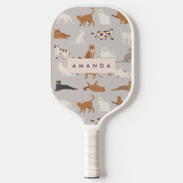 Palas De Pickleball Patrón de gato con encanto monograma Amantes de ga