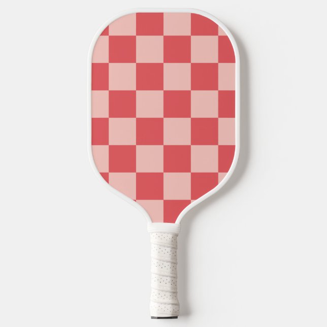 Palas De Pickleball Patrón de Gingham de Red Checkered Rosa (Anverso)