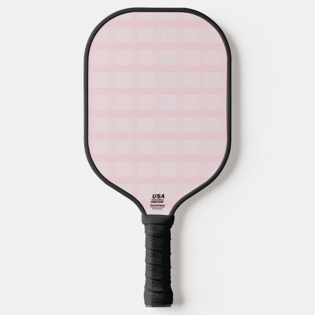 Palas De Pickleball Patrón de gingham rosa chicle y lavanda rubor (Anverso)