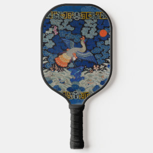 Palas De Pickleball Patrón de grulla china vintage: azul imperial