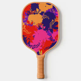Palas De Pickleball Patrón de hoja de color rosa Naranja colorido
