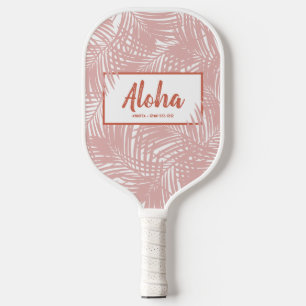 Palas De Pickleball Patrón de hojas de palma rosadas del Boho tropical