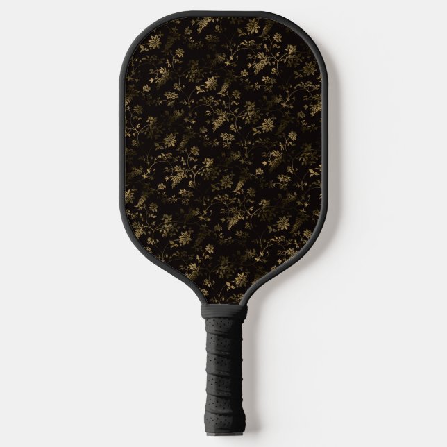 Palas De Pickleball Patrón de hojas doradas de Glam (Anverso)