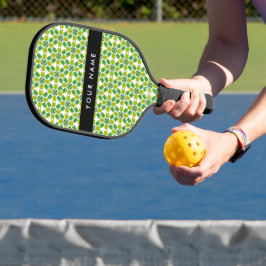 Palas De Pickleball Patrón de hojas, hojas verdes, nombre