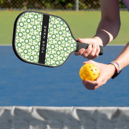 Palas De Pickleball Patrón de hojas, hojas verdes, nombre
