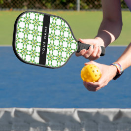 Palas De Pickleball Patrón de hojas, hojas verdes, nombre