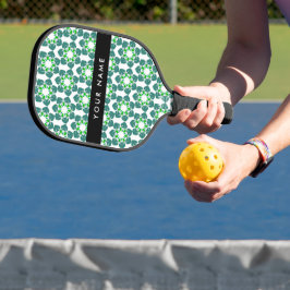 Palas De Pickleball Patrón de hojas, hojas verdes, nombre