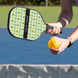 Palas De Pickleball Patrón de hojas, hojas verdes, nombre