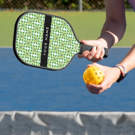 Palas De Pickleball Patrón de hojas, hojas verdes, nombre