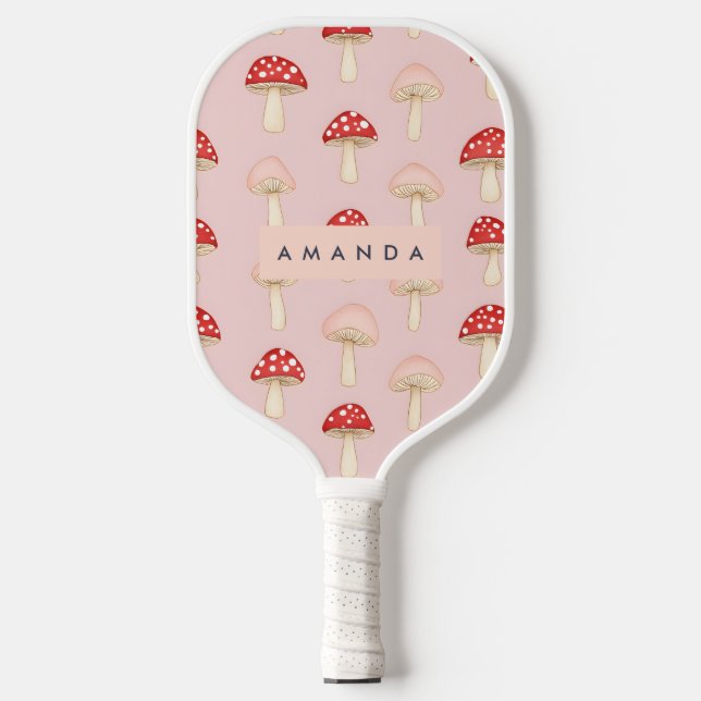 Palas De Pickleball Patrón de hongos rojos y brillantes personalizado (Anverso)