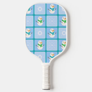 Palas De Pickleball Patrón de invierno de snowman y copos de nieve