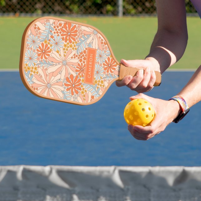 Palas De Pickleball Patrón de jardín de flores retro (in situ)