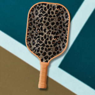 Palas De Pickleball Patrón de leopardo dorado negro marrón brillo de l