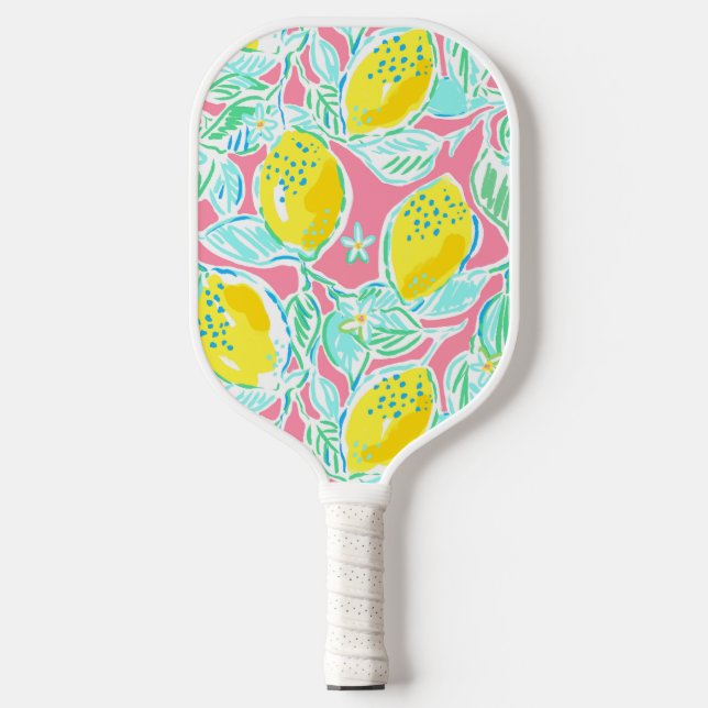 Palas De Pickleball Patrón de limón rosado (Anverso)