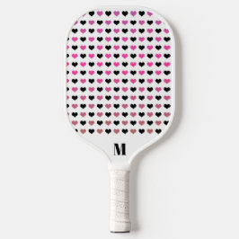 Palas De Pickleball Patrón de los corazones rosados blancos negros | M