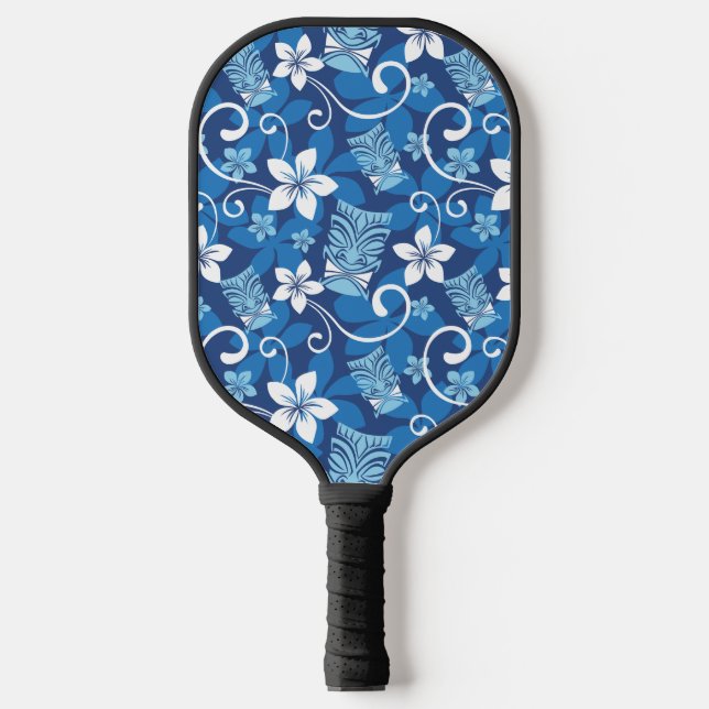 PALAS DE PICKLEBALL PATRÓN DE LUAU TIKI (AZUL BRILLANTE) (Anverso)