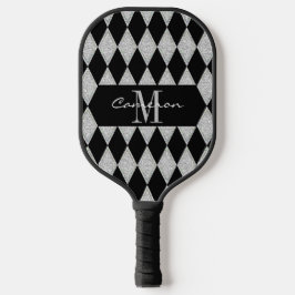 Palas De Pickleball Patrón De Lujo Personalizado Negro Y Diamantes