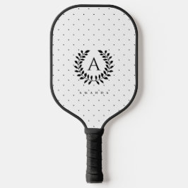 Palas De Pickleball Patrón de lunares con monograma de laurel en blanc