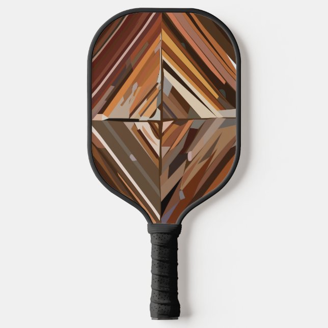 Palas De Pickleball Patrón de madera de diamante geométrico moderno (Anverso)