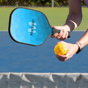 Palas De Pickleball Patrón de malla geométrica de gradiente cian azul