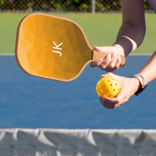 Palas De Pickleball Patrón de malla geométrica gradiente naranja Monog