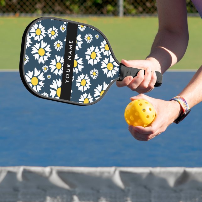 Palas De Pickleball Patrón de margarita, maricas blancas, tu nombre (in situ)
