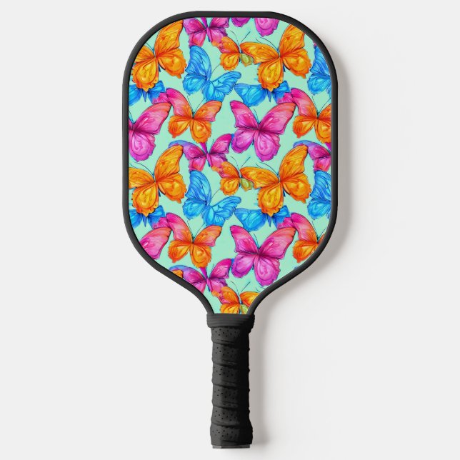 Palas De Pickleball Patrón de mariposas coloridas (Anverso)