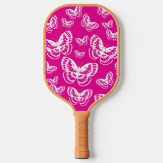 Palas De Pickleball Patrón de mariposas rosadas y blancas